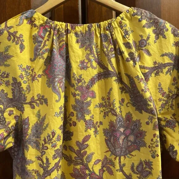 J. Crew Collection Tie-Neck Cotton Poplin Top in Ratti Golden Paisley XL - Picture 8 of 13